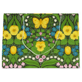 黄パンジー、鳥と蝶 ラージペーパーバッグ (正面)