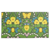 黄パンジー、鳥と蝶 枕カバー (正面右)