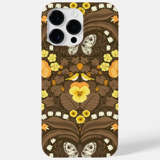 黄パンジー、鳥と蝶 Case-Mate iPhoneケース (裏面)