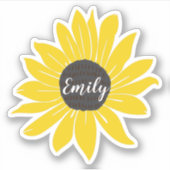 黄パーソナライズされたひまわりビニール シール (正面)