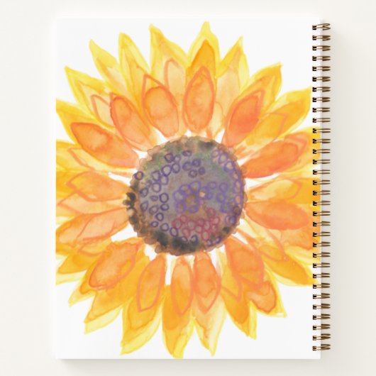 黄パーソナライズされたひまわり ノートブック (裏面)