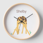 黄パーソナライズされたキリン、10インチ丸時計 壁時計 (正面)