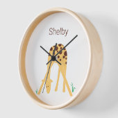 黄パーソナライズされたキリン、10インチ丸時計 壁時計 (傾斜)