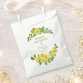 黄パーソナライズされたフローラ赤ちゃんシャワー フェイバーバッグ (クリップ留めされた状態)