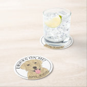 黄パーソナライズされたラブラドール結婚ズ ラウンドペーパーコースター (インサイチュ)