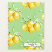 黄パーソナライズされたレモンonライトグリーン プランナー手帳 (正面)