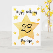 黄パーソナライズされた星第23誕生日 カード (黄色い花)