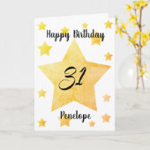 黄パーソナライズされた星31誕生日 カード (黄色い花)