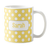 黄パーソナライズされた水玉模様マグ コーヒーマグカップ