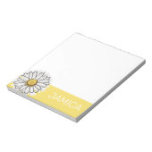 黄パーソナライズされた白デイジーメモ帳 ノートパッド (回転)