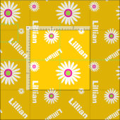 黄パーソナライズされた白デイジー名パターン ファブリック (タイル)