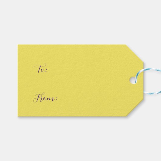 黄パーソナライズされた色と紫 ギフトタグ (正面(横))