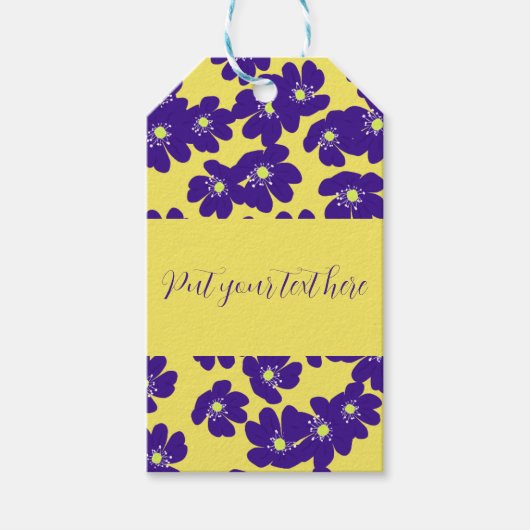 黄パーソナライズされた色と紫 ギフトタグ (正面)