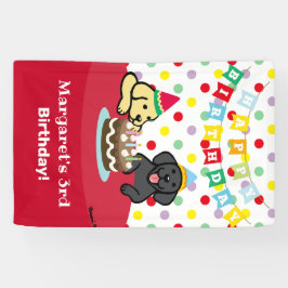 黄パーソナライズされた色と黒のラブラドール誕生日 横断幕