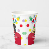 黄パーソナライズされた色と黒のラブラドール誕生日 紙コップ (右)