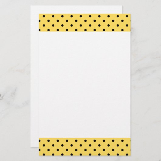 黄パーソナライズされた色と黒の水玉模様パターン 便箋 (正面/裏面)