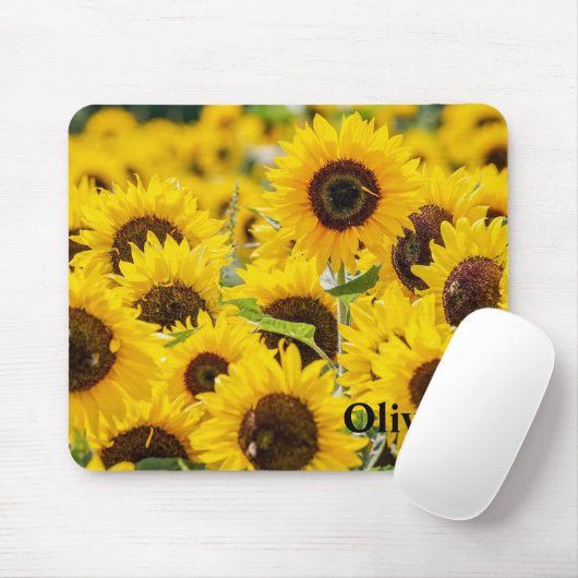黄パーソナライズされた色ひまわり名 マウスパッド (マウス)