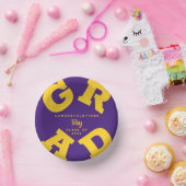 黄パーソナライズされた色オンパープル卒業 ペーパーボウル (パーティー)