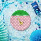 黄パーソナライズされた色キリン・ピンク・水玉模様 ペーパープレート (パーティー)