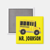 黄パーソナライズされた色スクールバスドライバー教育 マグネット (正面/裏面)
