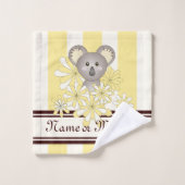 黄パーソナライズされた色ストライプ可愛いベビーコアラキッズ バスタオルセット (ウォッシュタオル)