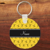 黄パーソナライズされた色チアリーダパターン キーホルダー (正面)