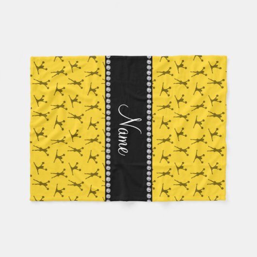 黄パーソナライズされた色チアリーダパターン フリースブランケット (正面(横))