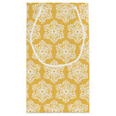 黄パーソナライズされた色チルス雪片パターン スモールペーパーバッグ (裏面)