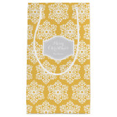 黄パーソナライズされた色チルス雪片パターン スモールペーパーバッグ (正面)