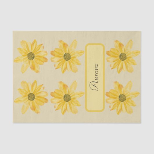 黄パーソナライズされた色フローラティッシュペーパーラッパー 薄葉紙 (正面)