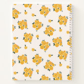 黄パーソナライズされた色フローラ仕訳帳 ノートブック (裏面)