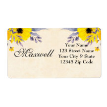 黄パーソナライズされた色フローラ出荷住所 シール