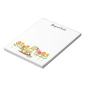 黄パーソナライズされた色ラブラドールと緑と花 ノートパッド (回転)