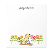 黄パーソナライズされた色ラブラドールと緑と花 ノートパッド (正面)