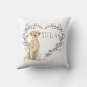 黄パーソナライズされた色ラブラドールハート装飾用クッション クッション (裏面)