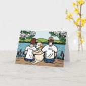 黄パーソナライズされた色ラブラドールファミリーブラウンS カード (黄色い花)