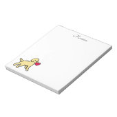 黄パーソナライズされた色ラブラドール子犬とハート ノートパッド (回転)