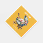 黄パーソナライズされた色ヴィンテージPramベビーシャワー スタンダードランチョンナプキン (角)