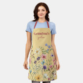 黄パーソナライズされた色野草園 エプロン (着用した状態)