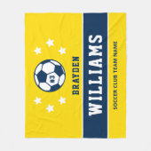 黄パーソナライズされた色・海軍サッカー選手の名前 フリースブランケット (正面)