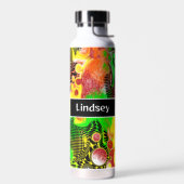 黄パーソナライズされた色、黒、ライムグリーン流体アート ウォーターボトル (左面)