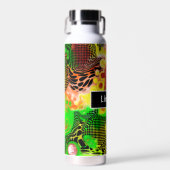 黄パーソナライズされた色、黒、ライムグリーン流体アート ウォーターボトル (正面)