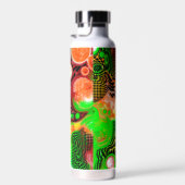 黄パーソナライズされた色、黒、ライムグリーン流体アート ウォーターボトル (右面)