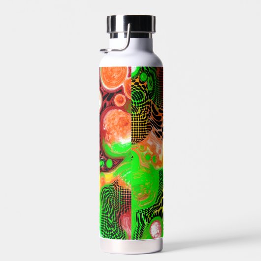 黄パーソナライズされた色、黒、ライムグリーン流体アート ウォーターボトル (右面)