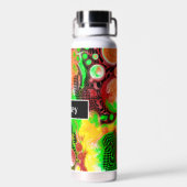 黄パーソナライズされた色、黒、ライムグリーン流体アート ウォーターボトル (背面)