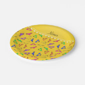 黄パーソナライズされた虹ビキニ ペーパープレート (アングル)