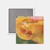 黄パーソナライズされた赤面バラ結婚ズ マグネット (正面/裏面)