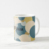 黄パーソナライズされた青分子 コーヒーマグカップ (正面右)