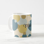 黄パーソナライズされた青分子 コーヒーマグカップ (正面左)