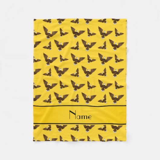 黄パーソナライズされた鷲の名 フリースブランケット (正面)